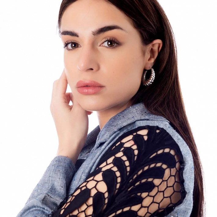 Oxzen σκουλαρίκια κρίκοι ατσάλινοι Chunky Croissant 30mm