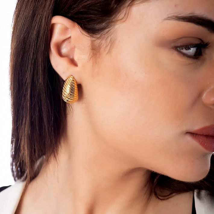 Oxzen σκουλαρίκια κρίκοι ατσάλινοι Croissant