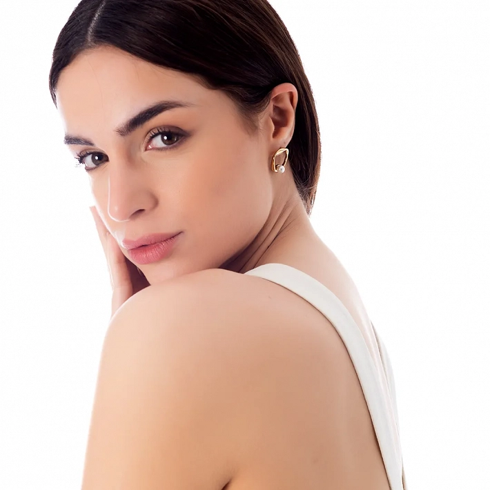 Oxzen σκουλαρίκια καρφωτά ατσάλινα με πέρλα