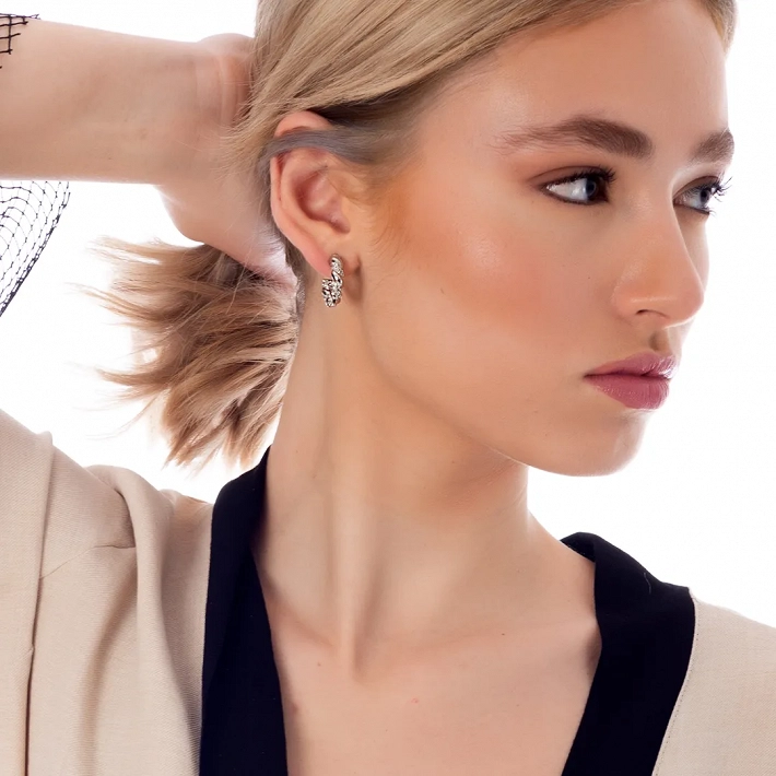 Oxzen σκουλαρίκια κρίκοι ατσάλινοι Croissant 20mm