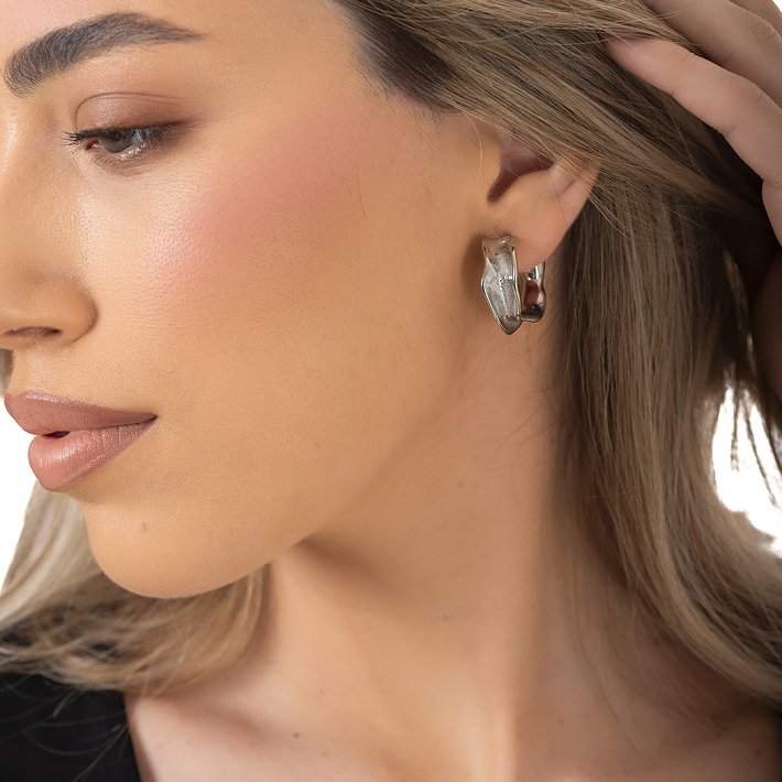 Oxzen σκουλαρίκι κρίκος ατσάλινος φαρδύς