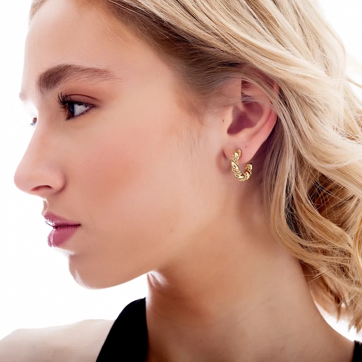 Oxzen σκουλαρίκια κρίκοι ατσάλινοι Croissant 20mm