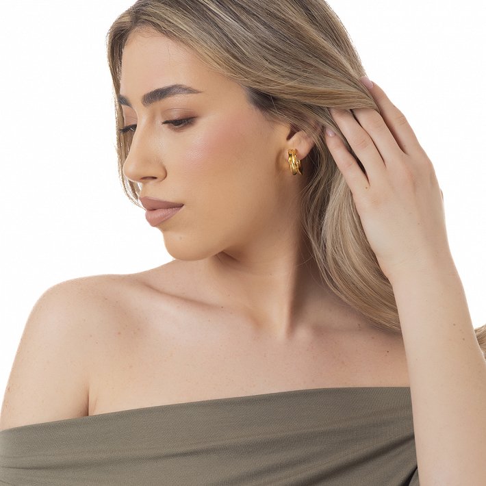 Oxzen σκουλαρίκι κρίκος ατσάλινος φαρδύς