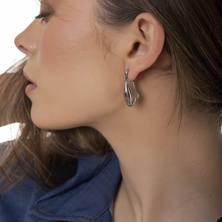 Oxzen ατσάλινος κρίκος μακρύς με ιδιαίτερο σχήμα