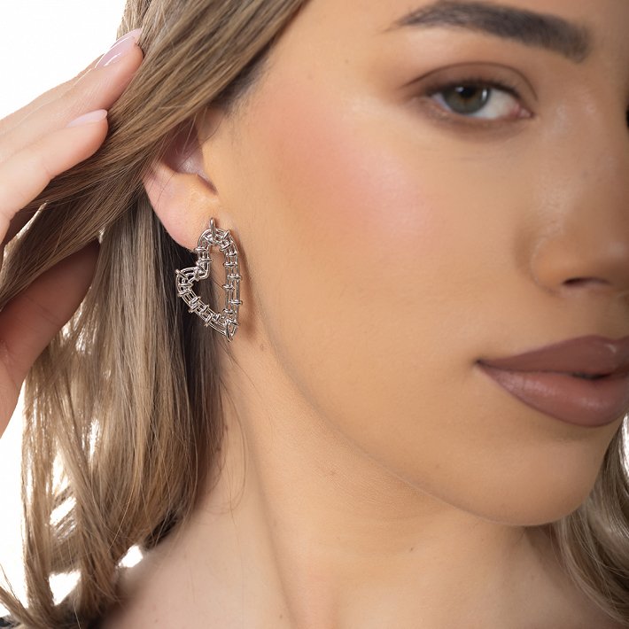 Oxzen σκουλαρίκι ατσάλινο καρδιά