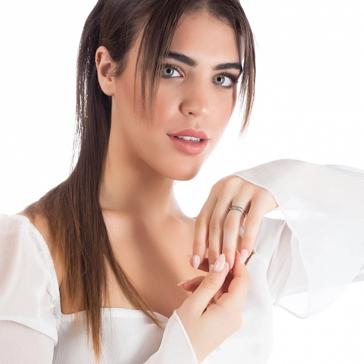 Δαχτυλίδι ατσάλινο με λευκά ζιργκόν