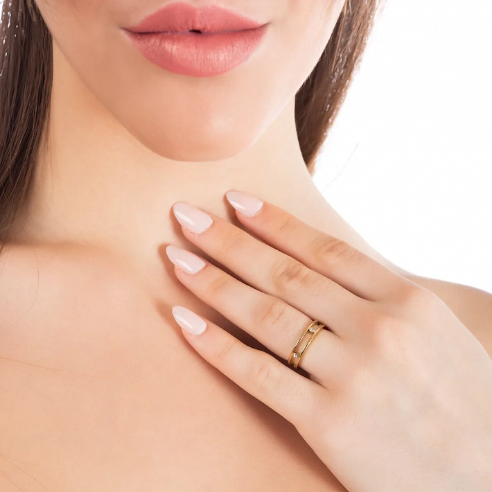 Δαχτυλίδι ατσάλινο με λευκά ζιργκόν