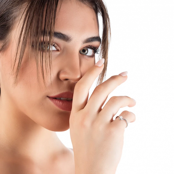 Δαχτυλίδι ατσάλινο λεπτό με πέρλα