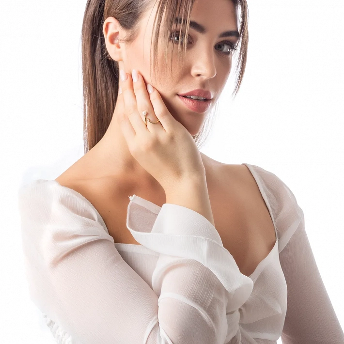 Δαχτυλίδι ατσάλινο με πέρλα και ζιργκόν