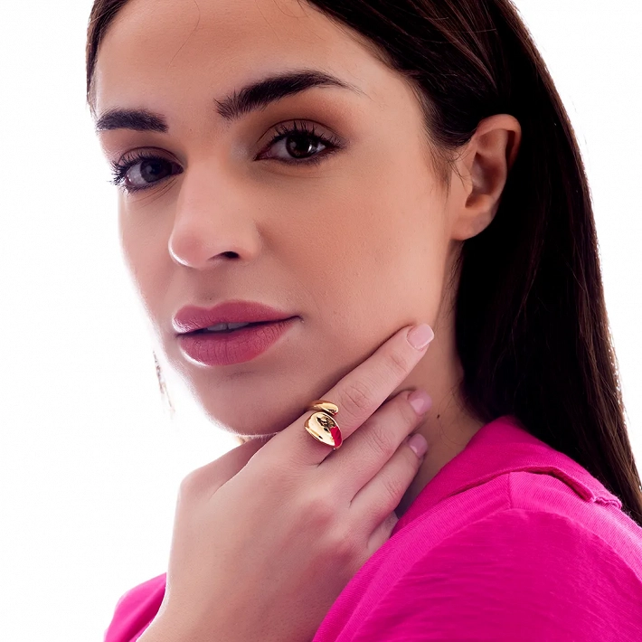 Oxzen γυναικείο δαχτυλίδι από ανοξείδωτο ατσάλι Sculptured Drops