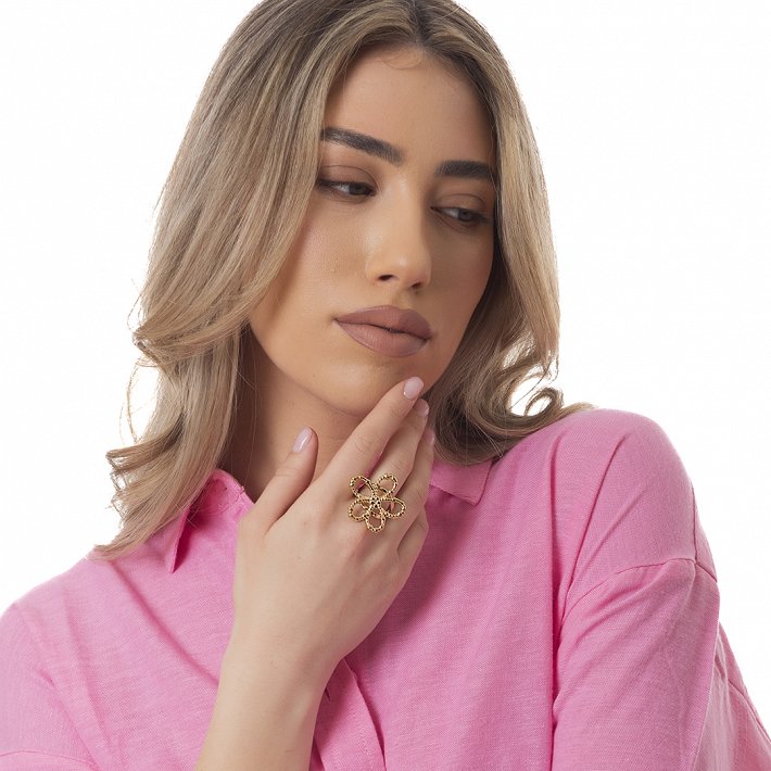 Δαχτυλίδι γυναικείο από ανοξείδωτο ατσάλι με μαργαρίτα free size