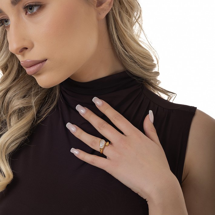 Oxzen ατσάλινο δαχτυλίδι με οπάλιο