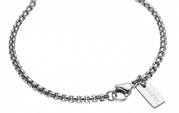 Oxzen ανδρικό κολιέ ατσάλινο με ορυκτή πέτρα