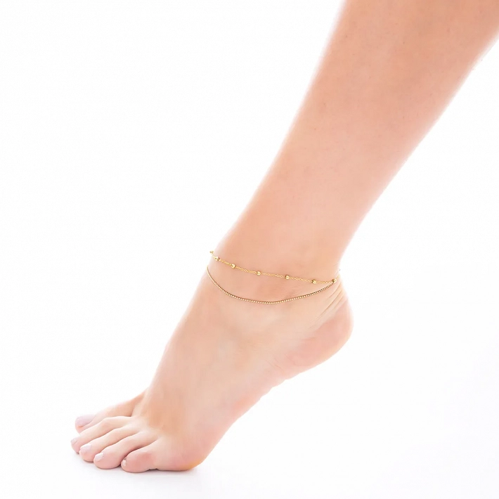 Αλυσίδα ποδιού από ανοξείδωτο ατσάλι με διπλή αλυσίδα