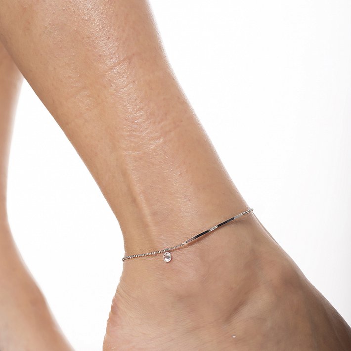 Oxzen αλυσίδα ποδιου ατσάλινη με ζιργκόν