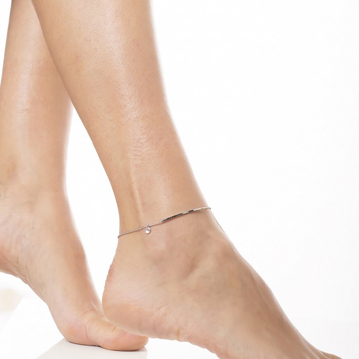 Oxzen αλυσίδα ποδιου ατσάλινη με ζιργκόν