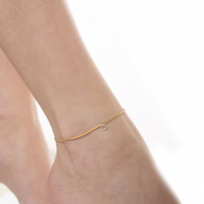 Oxzen αλυσίδα ποδιου ατσάλινη με ζιργκόν