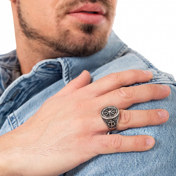 Oxzen ανδρικό δαχτυλίδι από ανοξείδωτο ατσάλι τιμόνι πλοίου