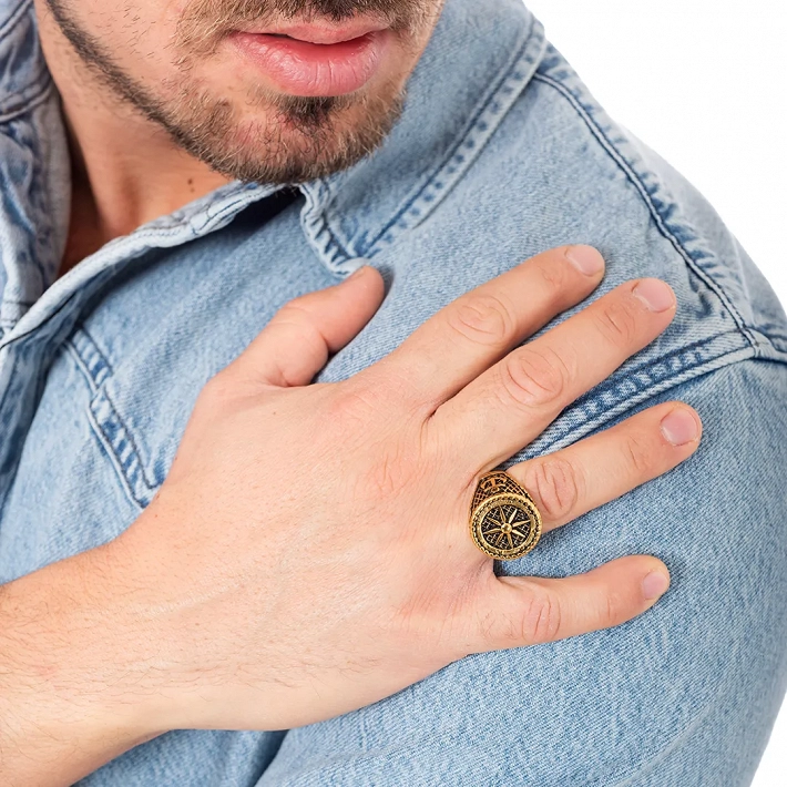 Oxzen ανδρικό δαχτυλίδι από ανοξείδωτο ατσάλι τιμόνι πλοίου