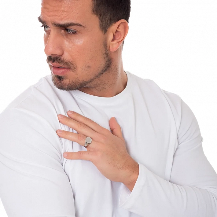 Oxzen ανδρικό δαχτυλίδι από ανοξείδωτο ατσάλι τετράγωνο