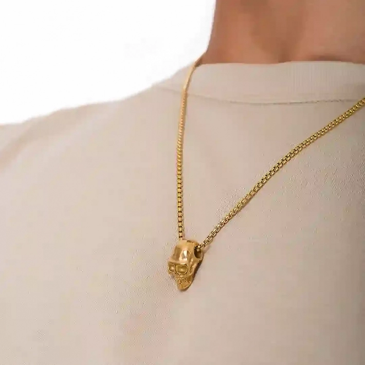 Κολιέ Unisex από ανοξείδωτο ατσάλι νεκροκεφαλή