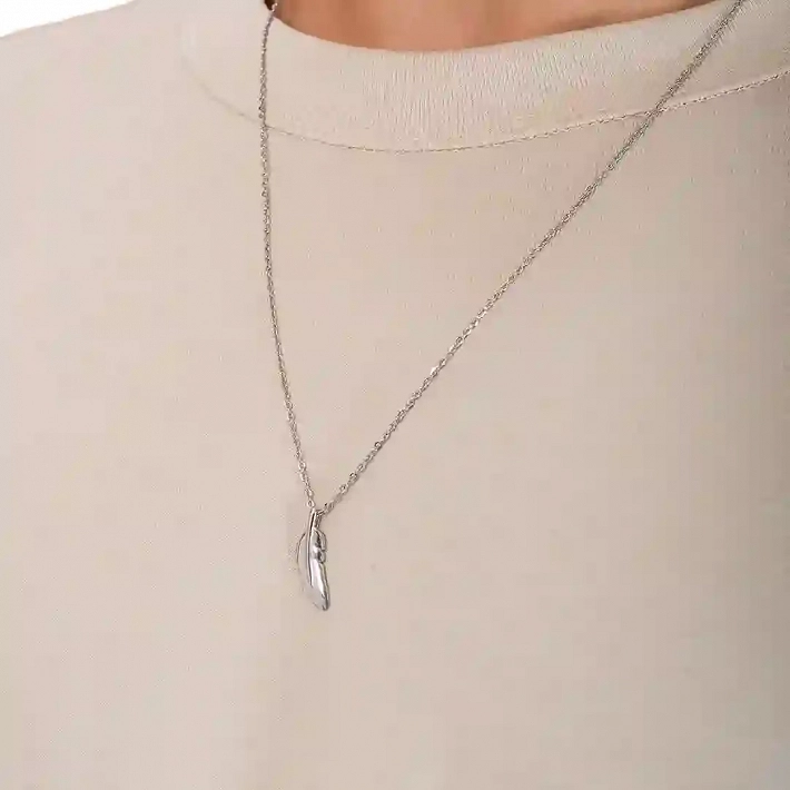 Κολιέ Unisex από ανοξείδωτο ατσάλι φτερό μικρό