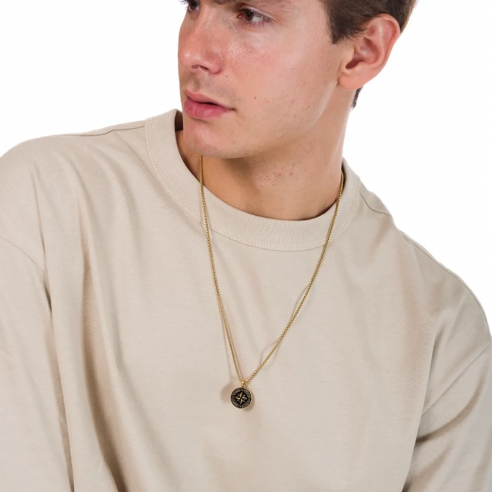 Κολιέ ανδρικό από ανοξείδωτο ατσάλι με πυξίδα