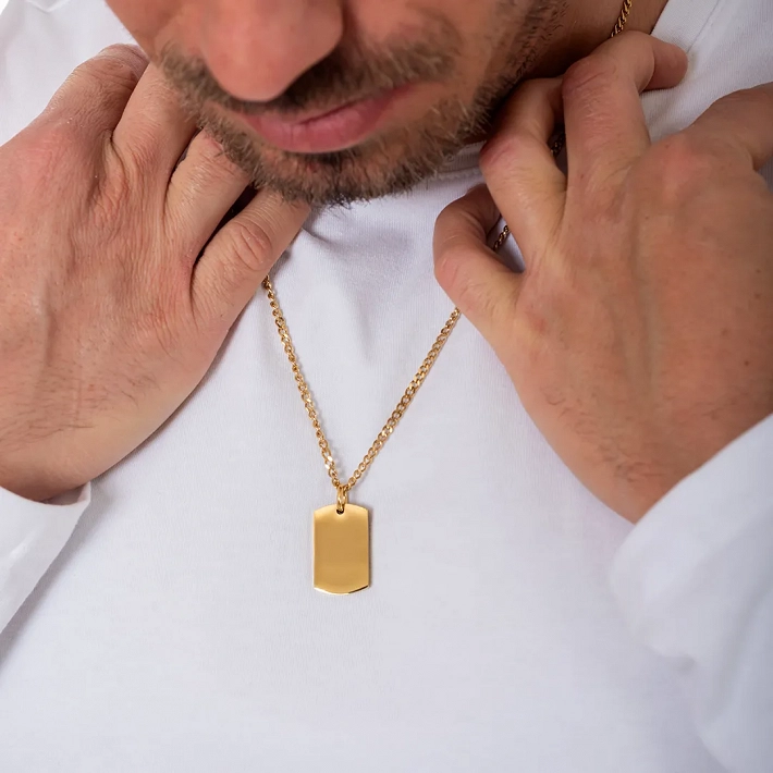 Oxzen κολιέ ανδρικό από ανοξείδωτο ατσάλι πλακέτα