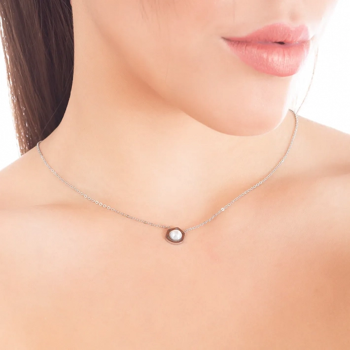 Κολιέ γυναικείο από ανοξείδωτο ατσάλι με πέρλα