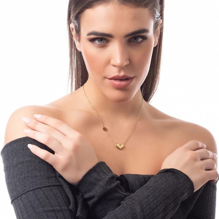 Κολιέ γυναικείο από ανοξείδωτο ατσάλι με καρδιά