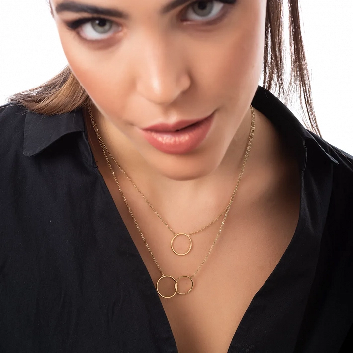 Κολιέ γυναικείο από ανοξείδωτο ατσάλι με τρεις κύκλους