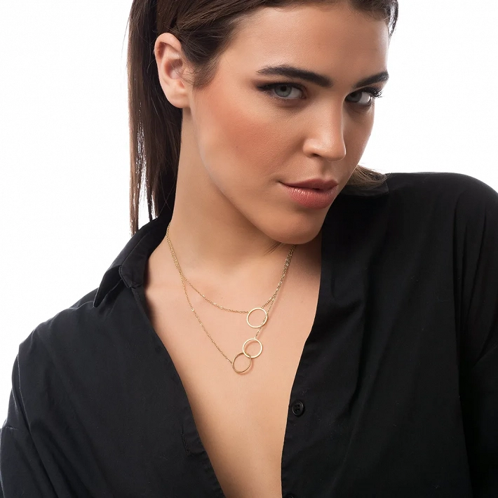 Κολιέ γυναικείο από ανοξείδωτο ατσάλι με τρεις κύκλους