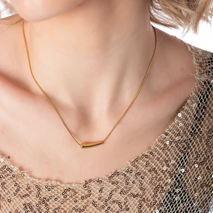 Κολιέ ατσάλινο οριζόντια σταγόνα