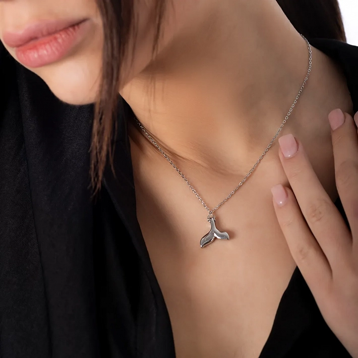 Κολιέ ατσάλινο ουρά φάλαινας με φίλντισι