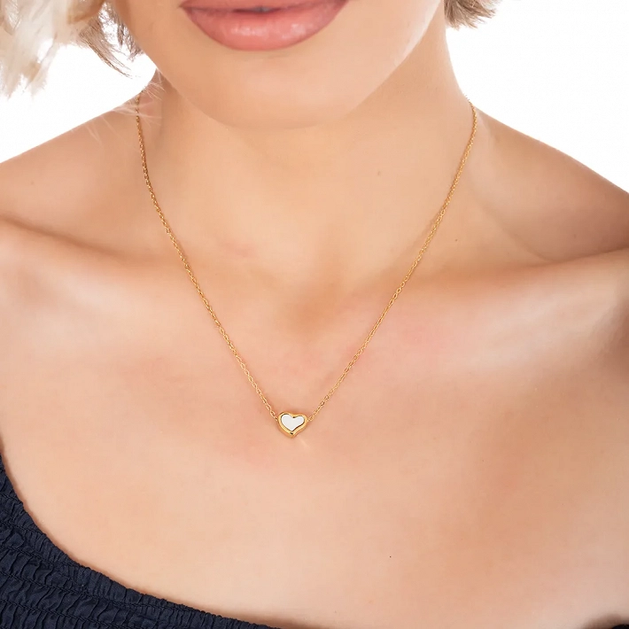 Κολιέ ατσάλινο καρδιά με φίλντισι