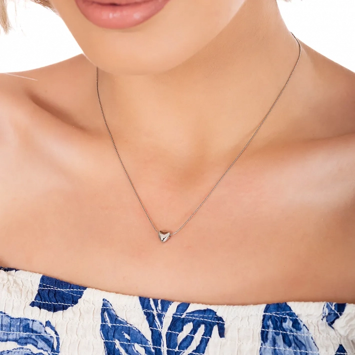 Κολιέ ατσάλινο από ανοξείδωτο ατσάλι μικρή καρδούλα
