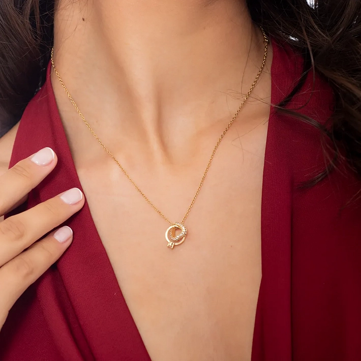 Κολιέ γυναικείο από ανοξείδωτο ατσάλι μονόπετρο με καρδιά