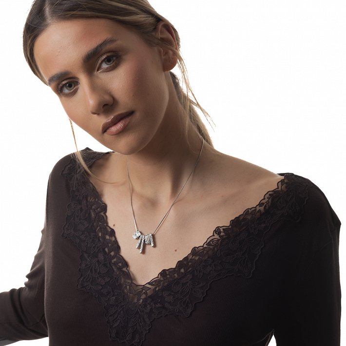 Γυναικείο κολιέ από ανοξείδωτο ατσάλι μακρύ με πέντε στοιχεία