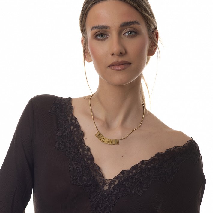 Γυναικείο κολιέ από ανοξείδωτο ατσάλι μακρύ με ιδιαίτερο σχήμα