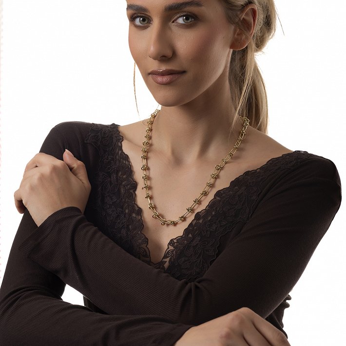 Αλυσίδα λαιμού από ανοξείδωτο ατσάλι μακριά με κόμπους