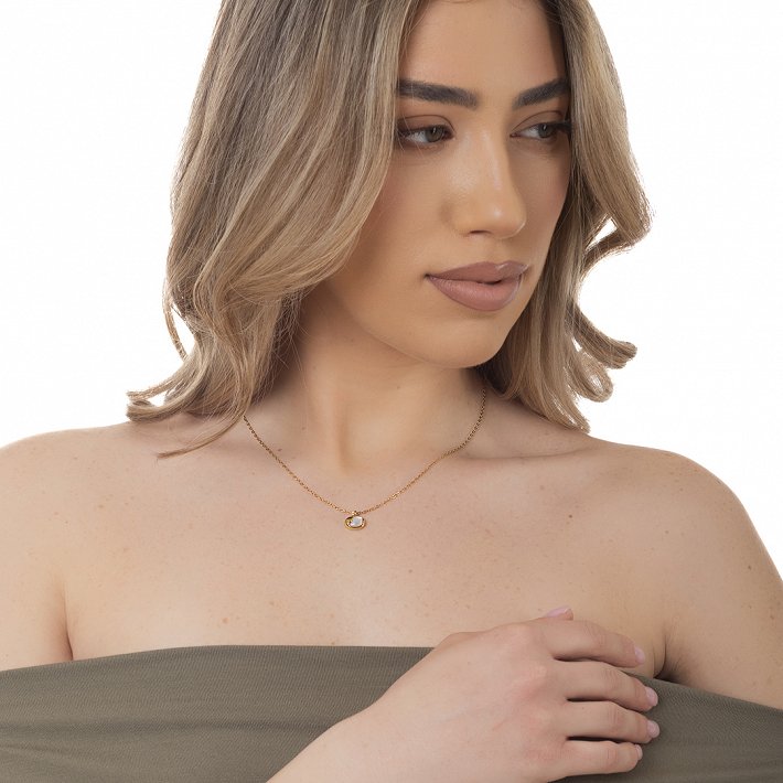 Oxzen γυναικείο κολιέ από ανοξείδωτο ατσάλι με οπάλιο