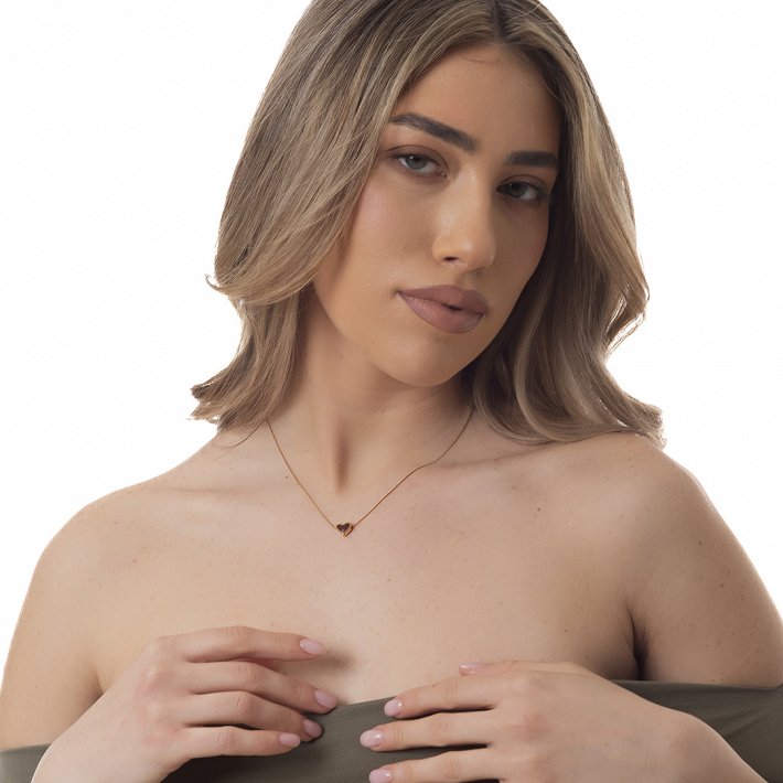 Oxzen γυναικείο κολιέ από ανοξείδωτο ατσάλι με καρδιά κόκκινη