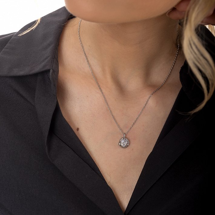 Oxzen γυναικείο κολιέ από ανοξείδωτο ατσάλι με λευκό ζιργκόν