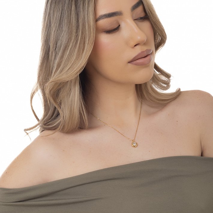 Oxzen γυναικείο κολιέ από ανοξείδωτο ατσάλι με λευκό ζιργκόν