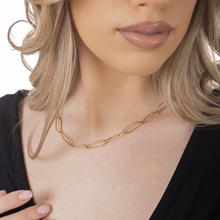 Oxzen γυναικείο ατσάλινο κολιέ με παραλληλόγραμμα