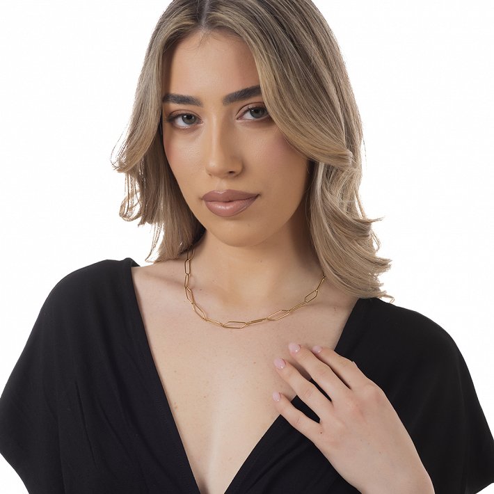 Oxzen γυναικείο ατσάλινο κολιέ με παραλληλόγραμμα