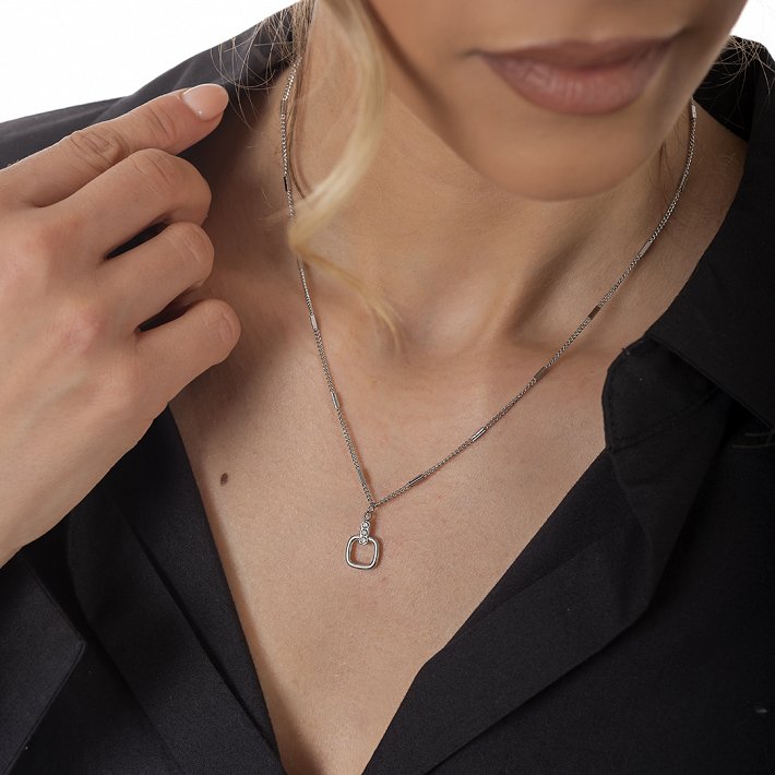 Oxzen γυναικείο ατσάλινο κολιέ με ζιργκόν