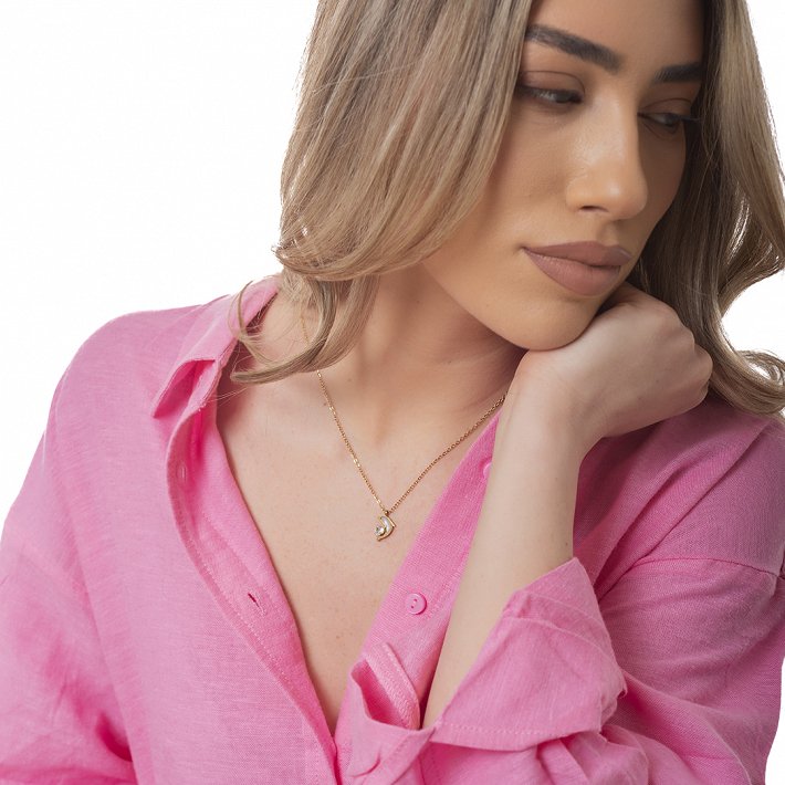 Oxzen γυναικείο ατσάλινο κολιέ δελφίνι με οπάλιο