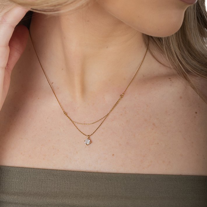 Oxzen γυναικείο ατσάλινο κολιέ μονόπετρο