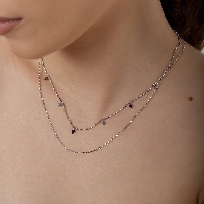 Oxzen γυναικείο ατσάλινο κολιέ διπλό